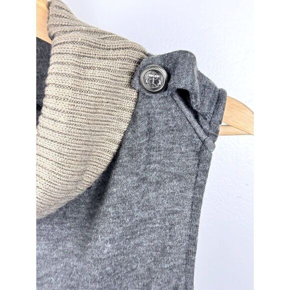 THML Cowl Neck Sleeveless Sweater Dress Tan and Grey Sz L EUC - Picture 4 of 8